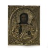 Ikone. Russland, 19. Jh. Christus Pantokrator. Metalloklad. 22 x 17,5 cm. Alterungsspuren.