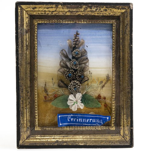 Zwei Biedermeier-Haararbeiten. Österreich. Leicht besch. 16 x 12,5 cm bzw. 20 x 15,5 cm.