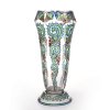 Pokal. Glas, farbiger Emaildekor. Haida. Min. best. H. 20,5 cm.