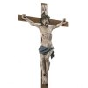 Christus am Kreuz. Holz, übergangene Farbfassung. H. Corpus 54 cm, Kreuz erg. Fassung besch.