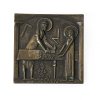 Reidel, Karl. Plakette. Christus als Zimmermann. Bronze, 8 x 8 cm. Sign.