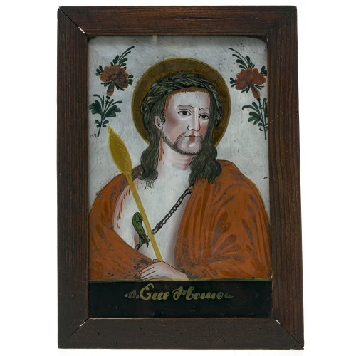 Hinterglasbild. Christusbildnis, 