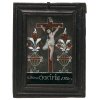 Hinterglasbild. Christus am Kreuz. Buchers. Alterungsspuren. 17,5 x 12 cm.