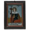 Hinterglasbild. Hl. Helena, 15. Kreuzwegstation. Buchers. Rest. 15,5 x 10,5 cm.