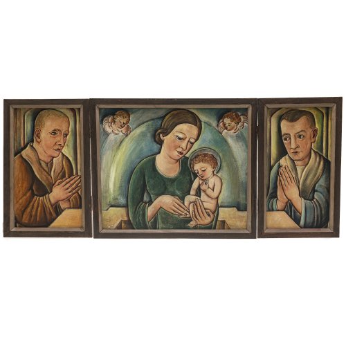 Wörlen, Georg Philipp. Tryptichon. Wachskasein/Karton.