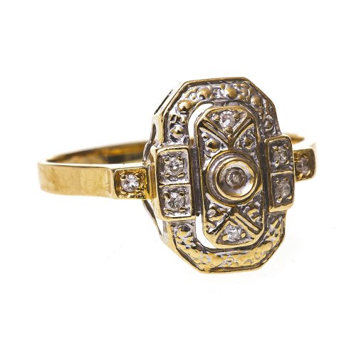 Ring. Gold, Diamantbesatz in Pavéfassung. Min. best., Tragespuren.