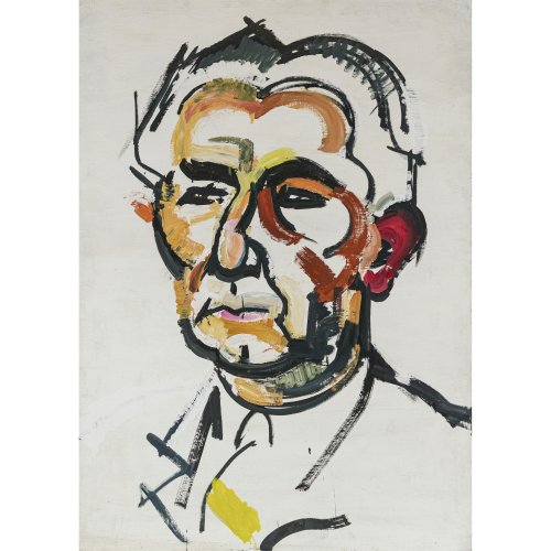 Hahn, Alfred. Männerkopf. Öl/Lw. 131 x 92 cm. Unsign., rückseitig Nachlassstempel.