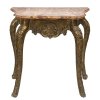 Konsole. Fußgestell mit geschnitztem, goldfarben gefasstem Dekor, marmorierte Platte erg.
