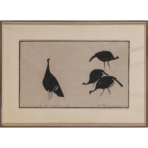 Theuerjahr, Heinz. Hühner. Holzschnitt.