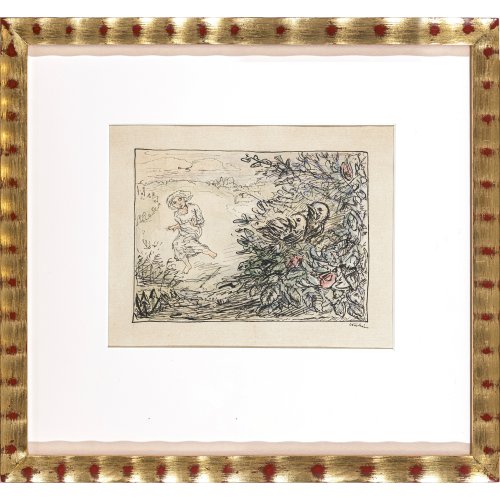 Kubin, Alfred. Vogelnest. Lichtrand unter Passepartout. 13 x 17,5 cm.