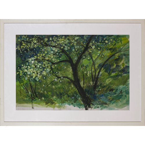 Högner, Franz. Blühender Apfelbaum. Aquarell. 55 x 83 cm. Sign., dat. 1970.