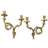 Zwei Wandappliken.  Bronze, vergoldet, zweiflammig.