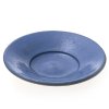 Kröninger Teller. Irdenware, blau glasiert. Besch. ø 31 cm.