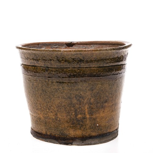 Kröninger Blumentopf. Irdenware, glasiert. Leicht best. H. 14 cm, ø 16,5 cm.