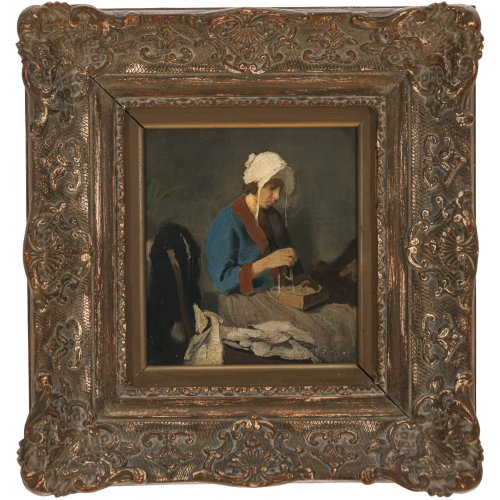 Tschecheslowakei, 19. Jh. Mädchen mit Schmuckschatulle. Öl/Lw. 20 x 16 cm. Unleserlich sign.