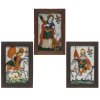 Drei Hinterglasbilder. Schlesien. Hl. Margareta, hl. Georg und hl. Wenzeslaus. Tempera/Glas. Rest. Je ca. 27,5 x 17 cm.