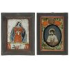 Zwei Hinterglasbilder. Raimundsreut. Maria bzw. Geißelungschristus. Tempera/Glas, eines mit partieller Silberbeschichtung. Besch. Je ca. 17 x 12 cm.