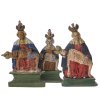 Drei Holzscheitelfiguren. Nach der Pietà von Sastin. Slowakei oder Böhmen. Holz, farbig gefasst. Tw. besch. H. 30-34 cm.