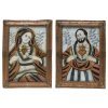Zwei Hinterglasbilder. Raimundsreut. Herz Mariä und Herz Jesu. Tempera/Glas. Alterungsspuren, Farbablösungen. Je 30 x 20 cm.