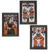 Drei Hinterglasbilder. Sandl/Buchers. Gnadenbild von Sonntagberg, Christus am Kreuz und hl. Katharina. Tempera/Glas. Tw. rest., eine Glasecke fehlt. Je ca. 29 x 19 cm.