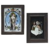 Zwei Hinterglasbilder. Süddeutsch. Hl. Sebastian bzw. hl. Bischof. Tempera/Glas. Rest. Je ca. 18 x 12 cm.