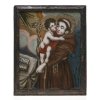 Hinterglasbild. Wohl Winklarn. Hl. Antonius mit dem Jesuskind. Tempera/Glas. Alterungsspuren, Kratzspuren, rest. 45 x 35 cm.