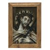 Hinterglasbild. Bayerischer Wald. Christusbildnis - Ecce homo. Tempera/Glas. Am Glasrand Sprung. 33 x 21,5 cm.