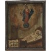 Ex Voto. Bayern, dat. 1820. Anbetung der Mondsichelmadonna. Tempera/Holz. Besch. 29 x 22 cm.