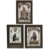 Drei Hinterglasbilder. Schönstein bzw. Buchers. Gnadenbild von Sonntagberg, hl. Anna mit Maria und hl. Franziskus. Besch., rest. 22 x 15,5 cm (2x) und 19,5 x 12 cm.