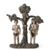 Adam und Eva. Niederbayern. Holz, übergangene Farbfassung. Alterungsspuren, ein Unterarm fehlt, rest. H. 25 cm.