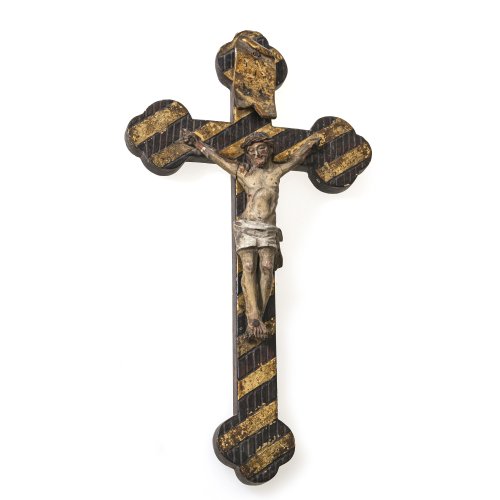 Kruzifix. Niederbayern. Holz, farbig gefasst. Besch. H. 30 cm.
