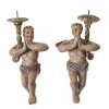 Zwei kleine Leuchterengel. Bayern, 19. Jh. Holz, übergangene Fassung. H. je ca. 19 cm.