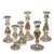 Sechs Kerzenleuchter. Bauernsilber. H. 16-22 cm.