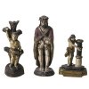 Drei Heiligenfiguren: Christus an der Geißelsäule, Ecce homo und hl. Sebastian. Holz, Farbfassung. Besch. H. 14-19,5 cm.