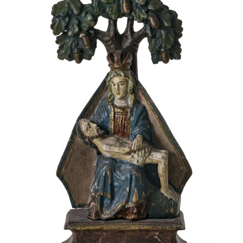 Gnadenbild Maria Taferl. Österreich. Holz, übergangene Farbfassung. Besch., min. rep. H. 38 cm.
