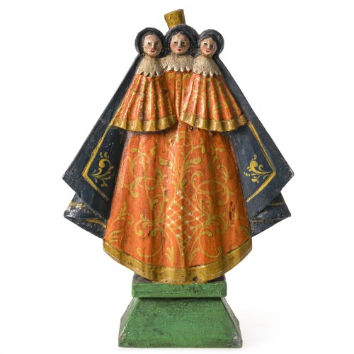 Gnadenbild von Kreuzberg. Bayern/Böhmen. Holz, Farbfassung. Best. H. 32 cm.