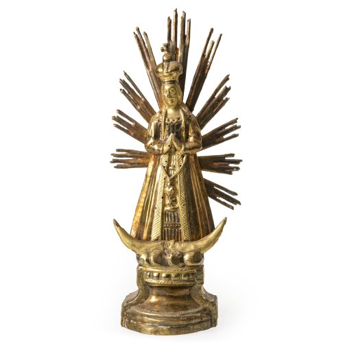 Mariengnadenbild von Wranau bei Brünn. Holz, übergangene Goldfassung. Besch. H. 32 cm.