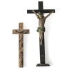 Standkreuz und Reliquienkreuz. Bayern. Holz, Standkreuz farbig gefasst. Besch., Reliquienkreuz ohne Inhalt, Schieber besch. H. 35 cm bzw. L. 23 cm.