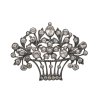 Brosche in Blumenkorbform. Silber, Straßsteinbesatz.  3,5 x 4,5 cm.