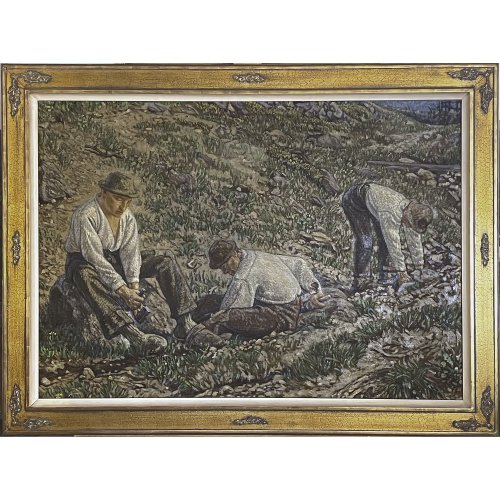 Koeppel, Reinhold. Steineklopfer im Bayerischen Wald. Öl/Lw. 78 x 110,5 cm. Monogr.