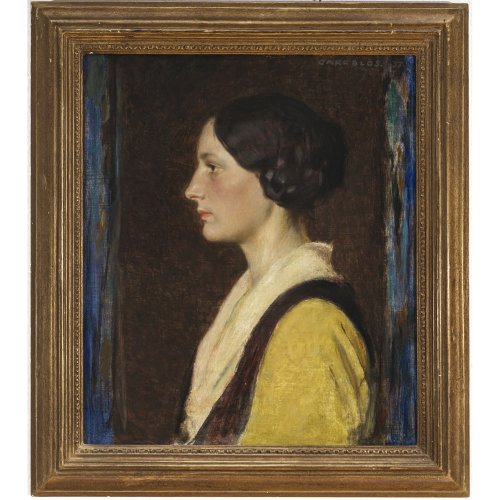 Blos, Carl. Mädchenporträt. Öl/Lw. 54,5 x 46,5 cm. Sign., dat. 37.
