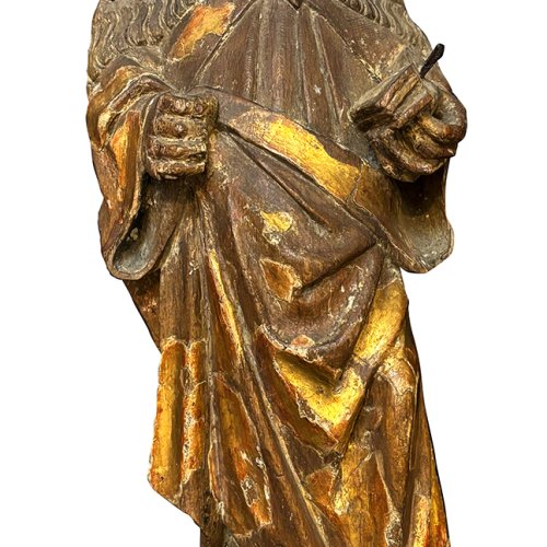 Italien, 18. Jh. Papst mit Tiara und Ährenbündel. Holz, ungefasst. Besch., rest. Attribut fehlt.H. 61 cm.