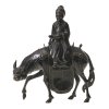 China. Chinese auf einem Maulesel sitzend, Bronze, zweiteilig. H. ca. 31,5 cm. Alterungsspuren und Patina.