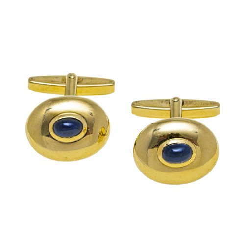 Ein Paar Manschettenknöpfe. Gold, Saphirbesatz.