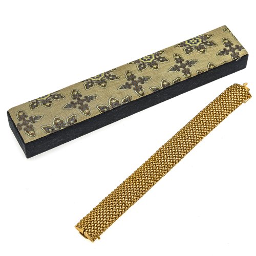 Armband. Gold, gewebtes Gliederarmband.