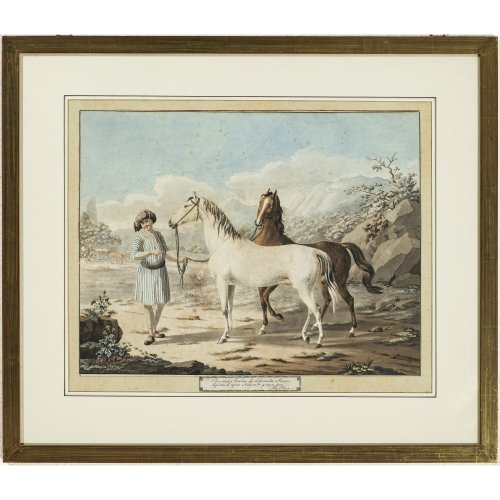 18. Jh. Kolorierter Stich von Johann Georg Pforr. Darstellung von zwei Arabern: 