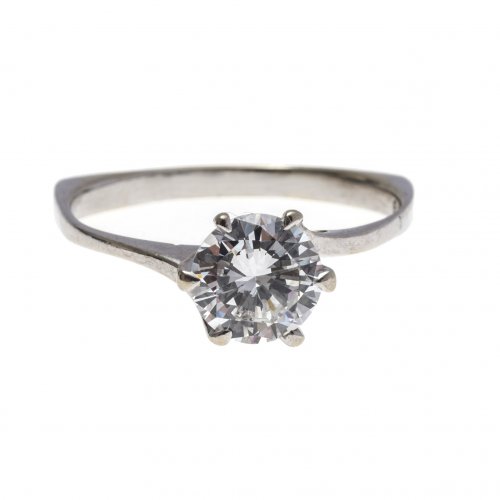 Solitär. Brilliant, Farbe G. 1,25 ct. SISI. WG. Ringgröße 59