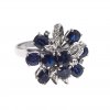 Ring. Saphir- mit Diamantbesatz. 14 K WG.