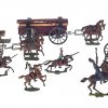 Großes Konvolut Zinnsoldaten mit Pferdegespanne und Wagen. Bemalt.