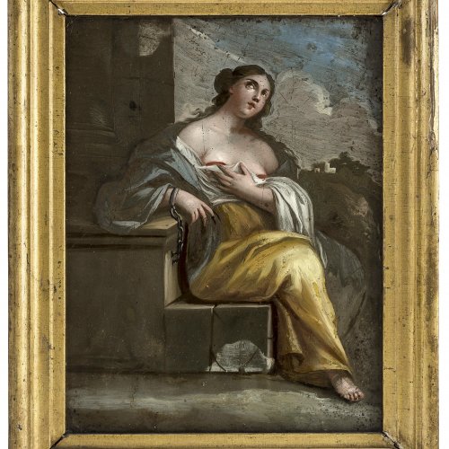 Hinterglasbild Hl. Judith am Brunnen. Italien, 19. Jh.